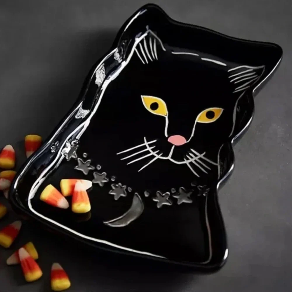 Anthropologie Francesca Kaye | Halloween Magic | Cat‎ Dessert Plate